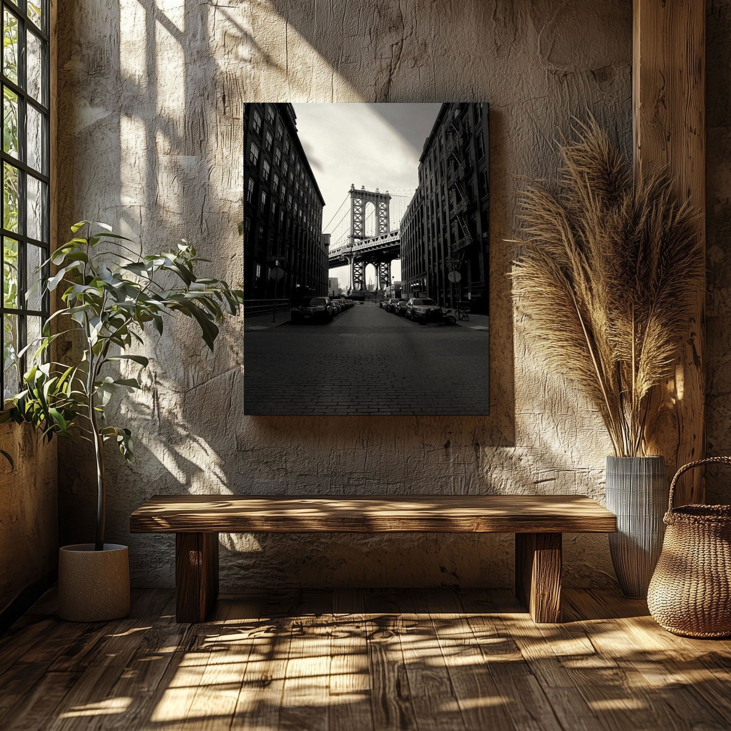 The Manhattan Bridge NYC - Framed Canvas Wall Art Print-1