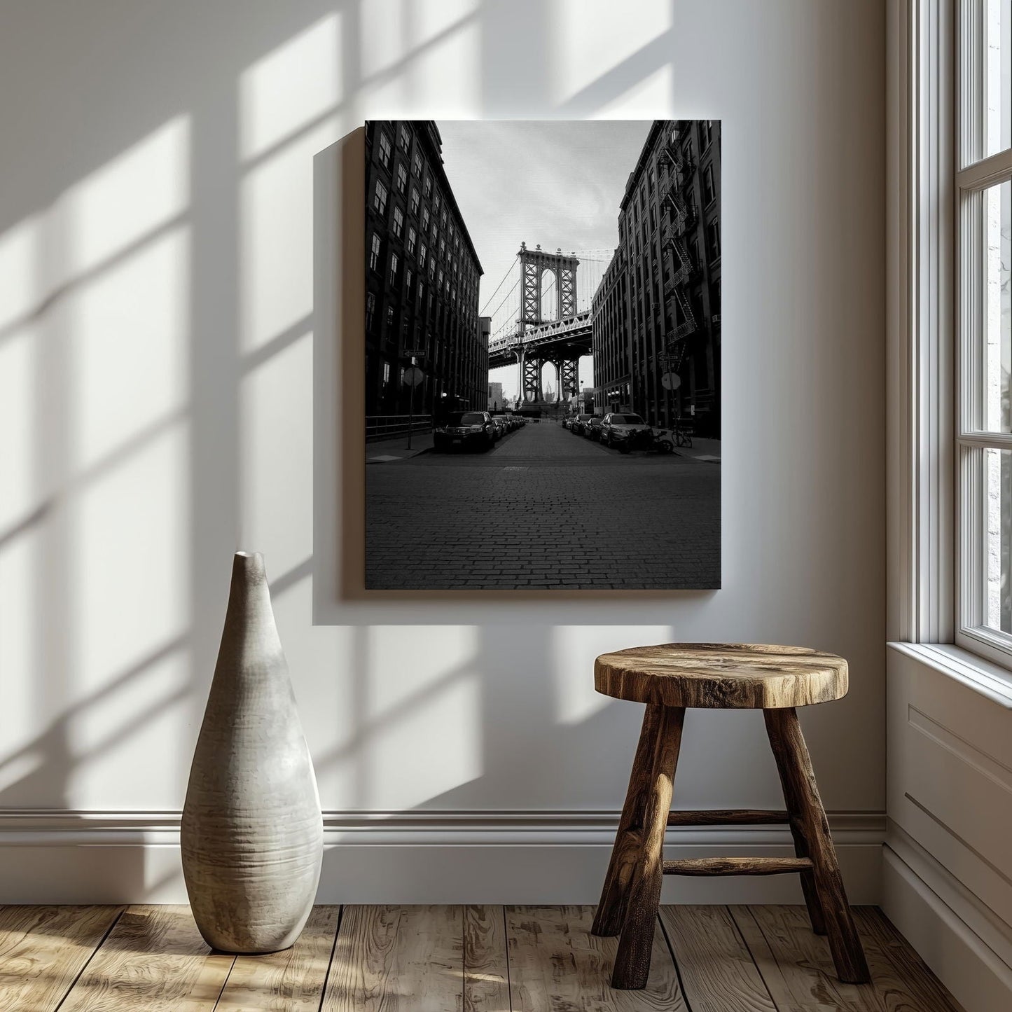 The Manhattan Bridge NYC - Framed Canvas Wall Art Print-2