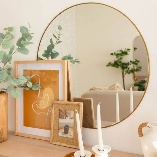 ESPEJO REDONDO CON FILO DORADO